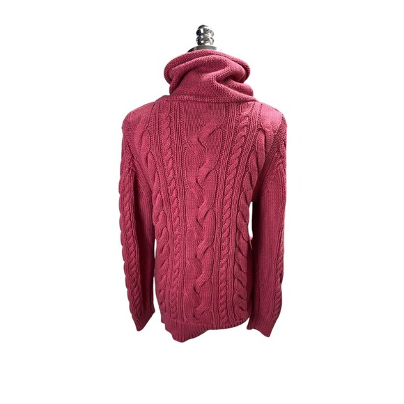 LL Bean Sweater Women's Size Medium Pale Red Turtle Neck 100% Cotton - Picture 2 of 7